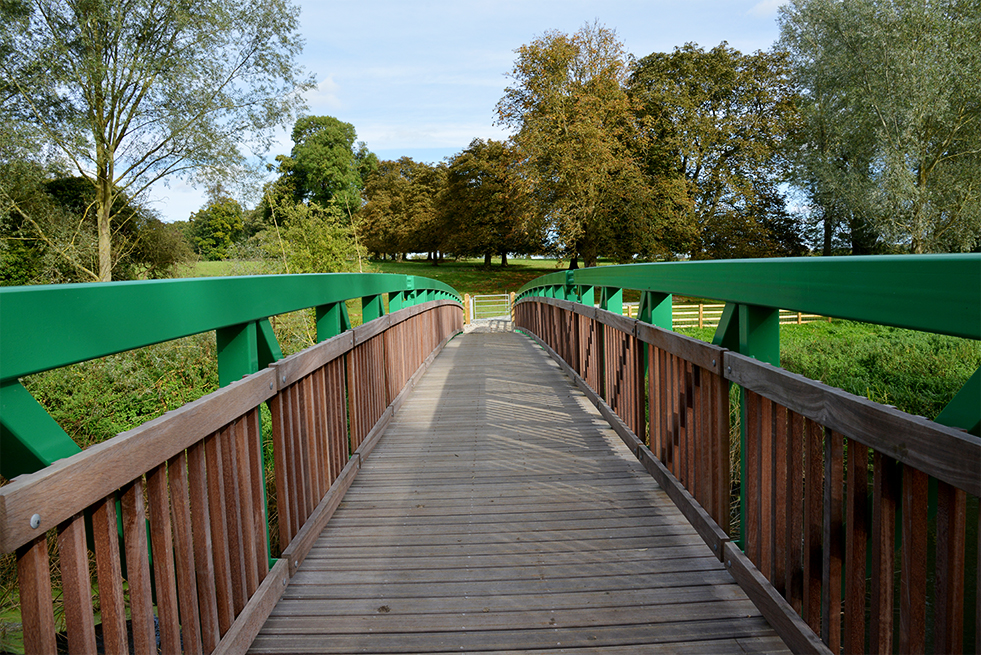 Beaver Bridges steel and timber footbridge Newton Blossomville