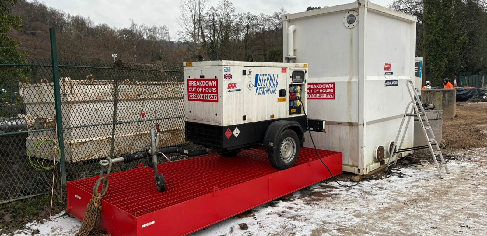 A portable white and black generator