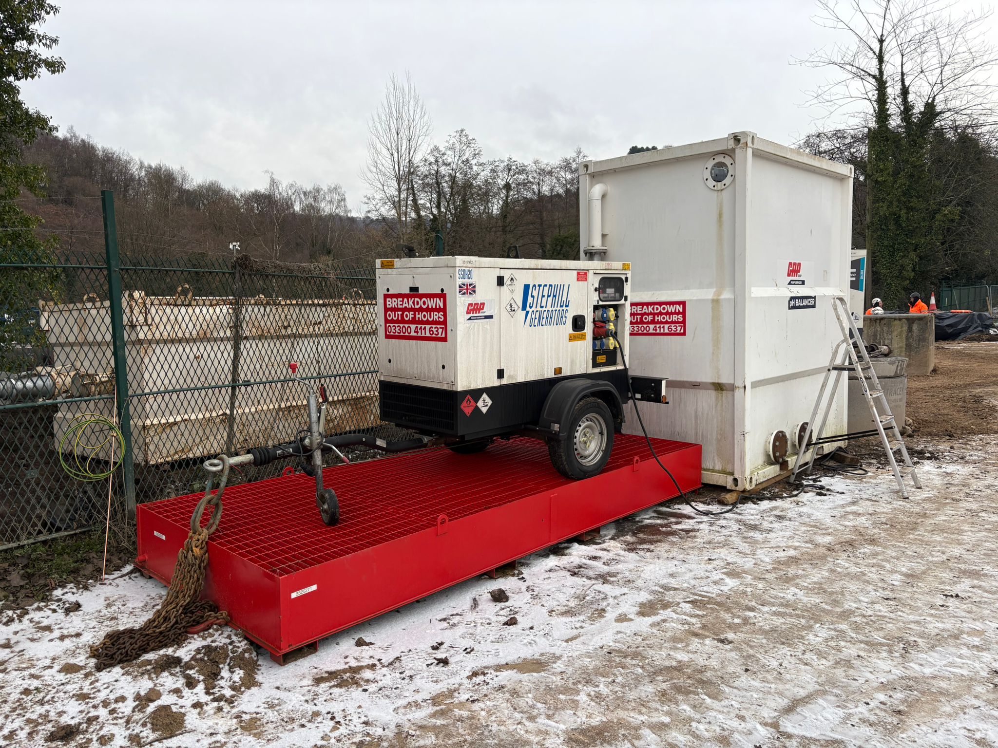 A portable white and black generator