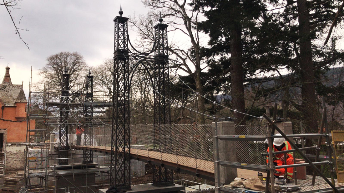 Suspension Bridges at Aldourie Castle being built | Suspension Bridge | Beaver Bridges